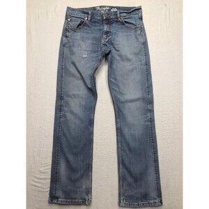 WRANGLER Retro Jean Men 32x30 Slim Straight Faded Distressed Cowboy Rodeo